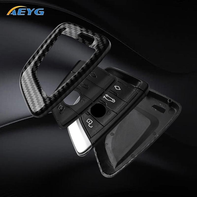Abs Carbon Fiber Car Key Case Cover For Bmw X1 X3 X5 X6 X7 1 3 5 6 7 Series G20 G30 G11 F15 F16 G01 G02 F48 Keychain Accessories