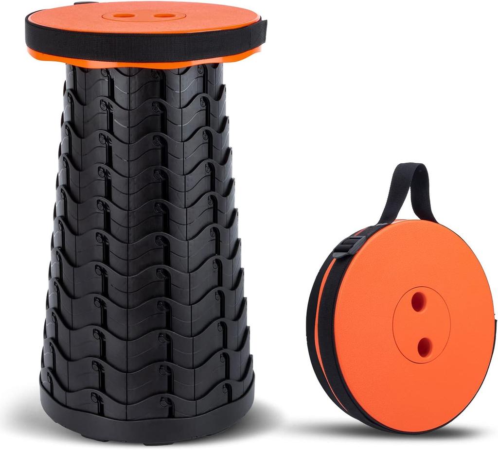 Collapsible Portable Stool, Upgraded Folding Camping Stool Load Capacity 450lbs Telescoping Foldable Retractable Stool for Adults