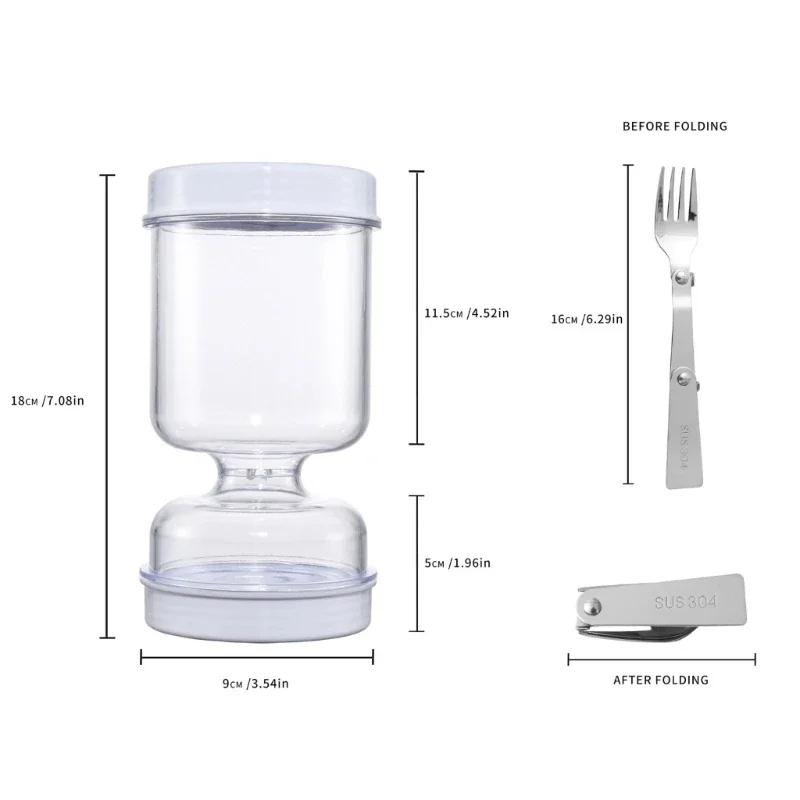 Kitchen Wet and Dry Separation Pickle Jar with Forks Plastic Inverted Storage Holder Wet Dry Dispenser Flip Top Container