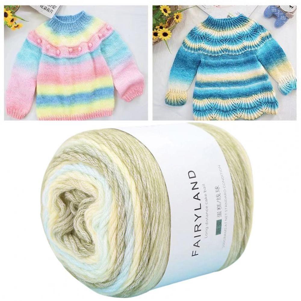 Hand-woven Rainbow Woollen Yarn 100g Multi-Color Yarn Dyeing Crocheting Cake Yarn  Baby