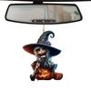 Halloween Witch Pendant Mirror Decoration Festive Acrylic Car Charm Rearview Atmosphere Scene Accessory