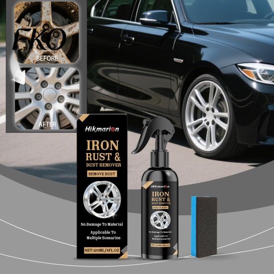 Rust Removal Spray Wheel Remover for Car Rims, 120ml Metal Iron Particle PH Neutral Cleaner with Color Reaction,PH Non-Acid, Restores