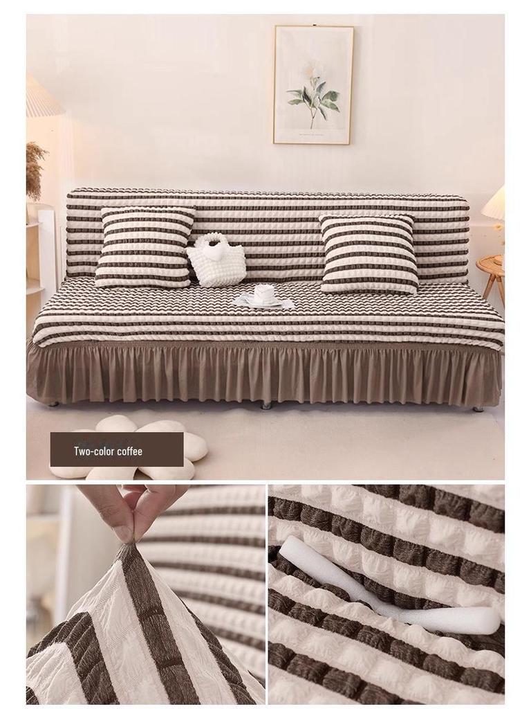 Эластичный однотонный чехол для дивана-кровати для раскладных диванов без подлокотников