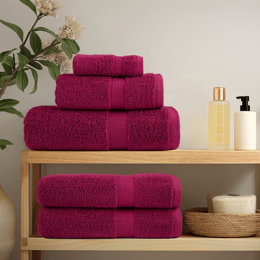 6 piece Premium Towel Set SOLUND Bordeaux 600 g m²