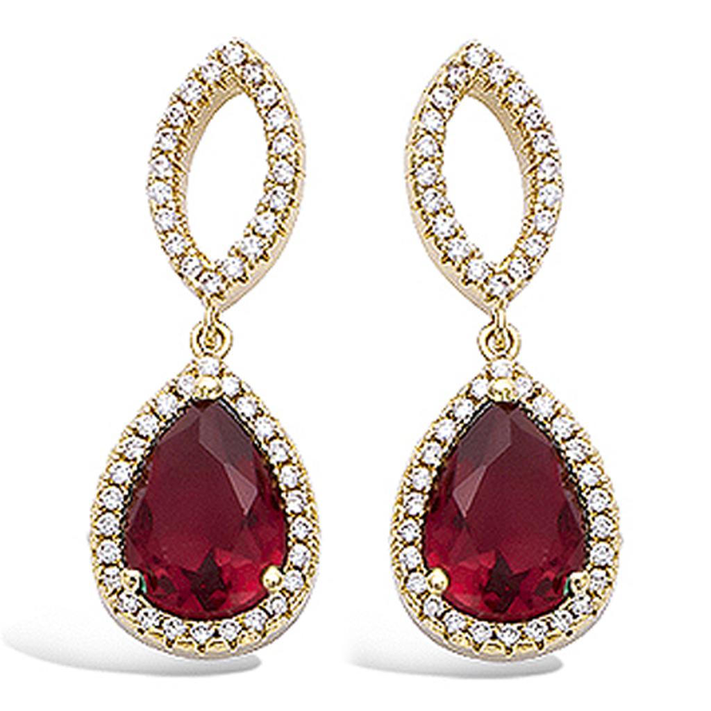 Les Trésors De Lily [N5322] - Gold Plated 'Sissi' Red Gold Earrings - 30x11 Mm