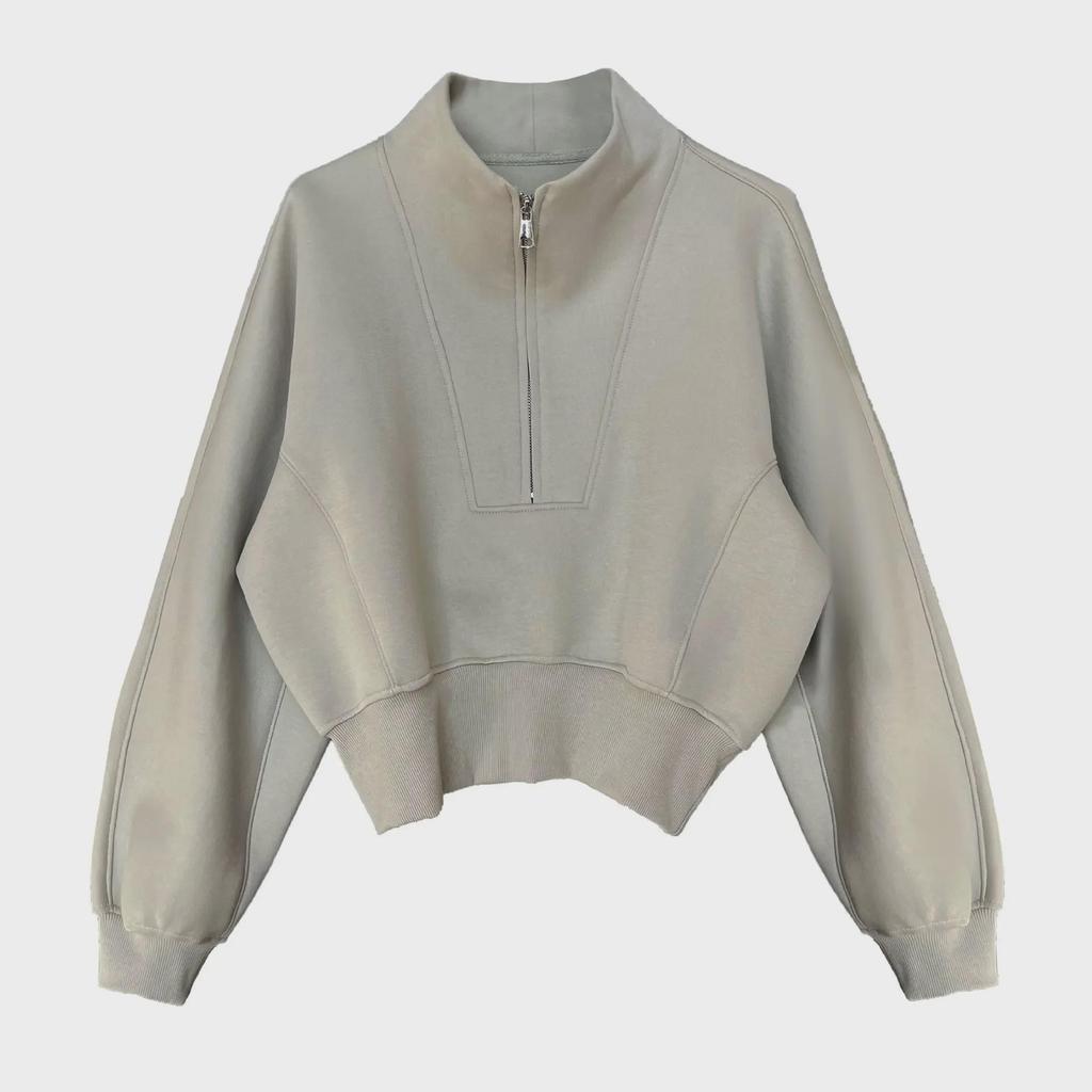 Женская толстовка Luxi High-End Half-Zip – весна 2024 года, корейский повседневный спортивный топ с высокой талией