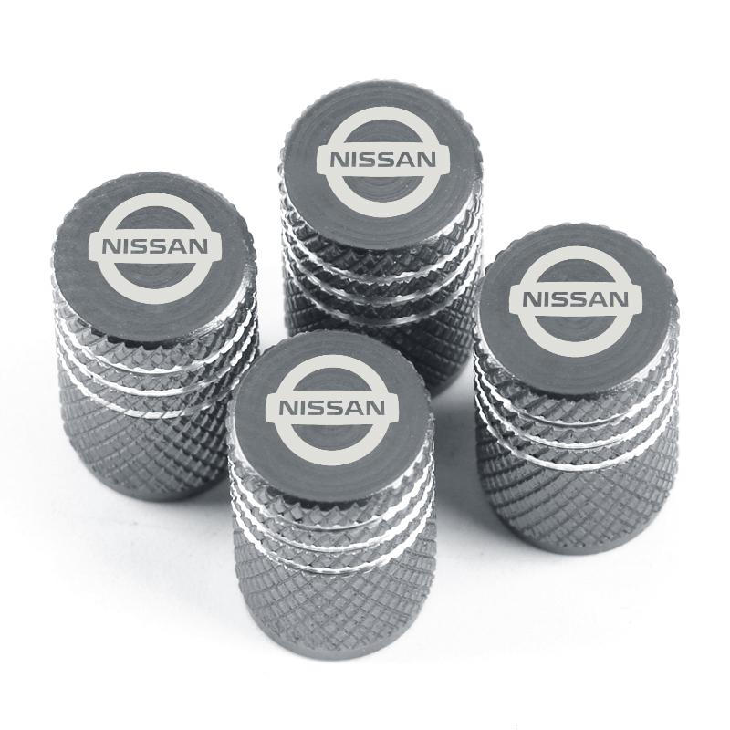 4Pcs/Set Tire Valve Caps, Premium Metal Rubber Seal Tire Valve Stem Cap fit for Nissan X-trail Qashqai Note Juke Sentra Patrol