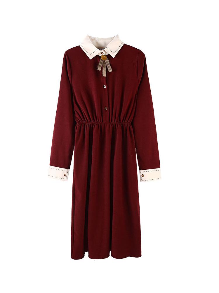 Женское французское винтажное милое распашное платье с длинными рукавами и большой талией