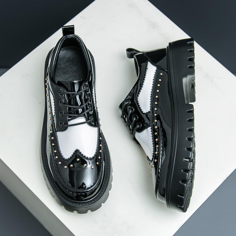 Мода Модный Дизайнер Новые Мужские Остроносые Белые Черные Комбинированные Оксфорды Увеличивающие Рост Броги Обувь Свадьба Выпускной Вечер Вечер Встречи Обувь