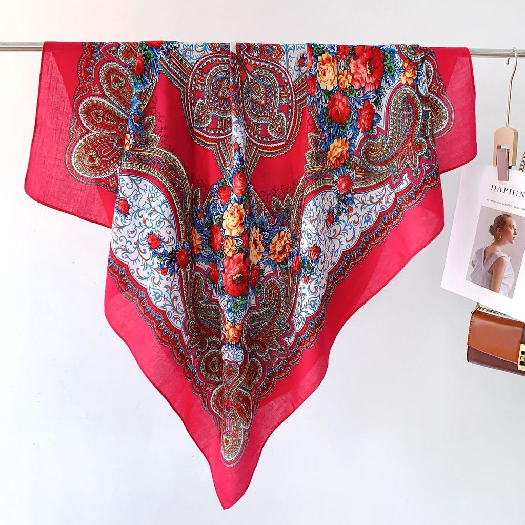 Принтованный квадратный шарф новый ретро двухцелевой большой шарф солнцезащитный Синьцзян путешествия универсальная косынка шаль