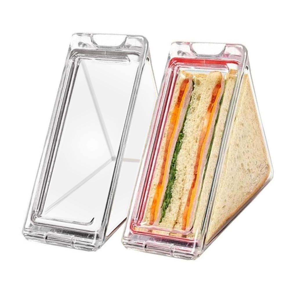 2Pcs Rectangular Sandwich Container Snap Lock Sealing Lid Sandwich Case Sandwich Holder Lunch Carry