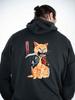 Oversized Hoodie Unbrushed Samurai Cat Graphite