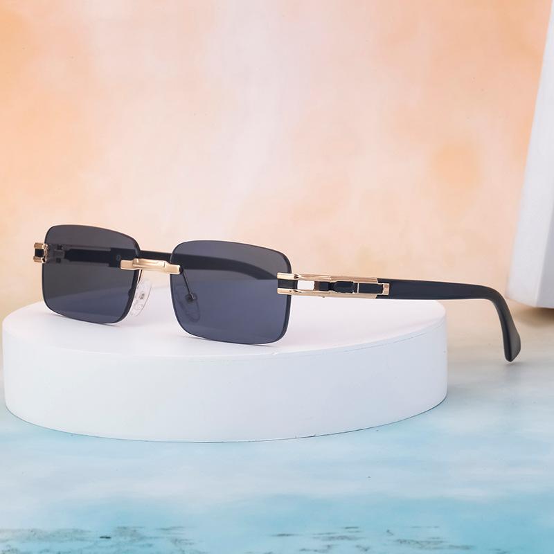 Солнцезащитные очки без оправы с отделкой Мужские квадратные солнцезащитные очки Женские модные очки