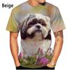 Новая модная и милая футболка с принтом собаки Ши-цзы 3D для мужчин, летний повседневный топ с короткими рукавами и изображением животного