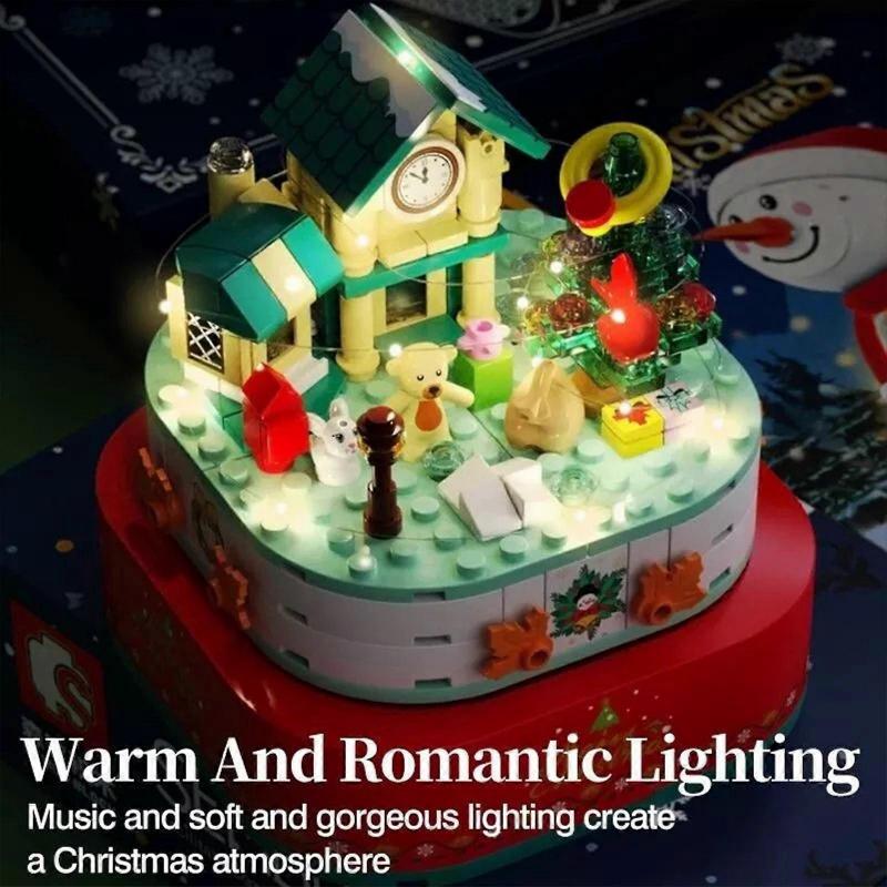 Xmas Snowman Building Blocks Toys Beautiful Music Box Brick Toys Building Kit For Adults Kids