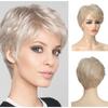 Короткие женские синтетические парики Ombre Светло-русые парики с челкой Многослойная прическа Натуральные волосы Косплей Ежедневные парики Термостойкие парики