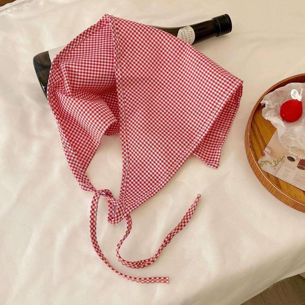 Scarf Headband French Retro Plaid Sweet And Cute Headscarf