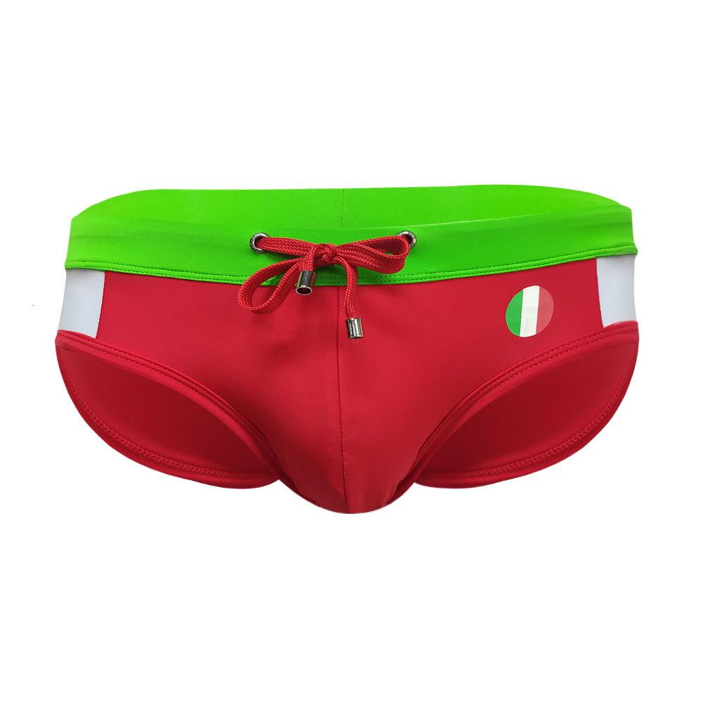 Мужские плавки-треугольники UXH с цветовыми блоками: Многоцветный, Дизайн в стиле флага, Облегающие и сексуальные шорты