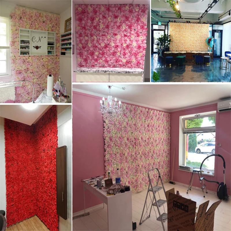 40x60 см романтическая шелковая роза цветок настенное украшение искусственные цветы для дома вечеринка свадьба фон декор цветочная панель