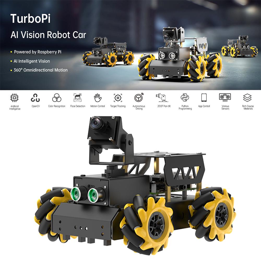 4WD TurboPi Mecanum Wheel Motor Robot Car for Starters Open Source Programmable Robot Car DIY Kit for Raspberry Pi 4B 8GB Camera