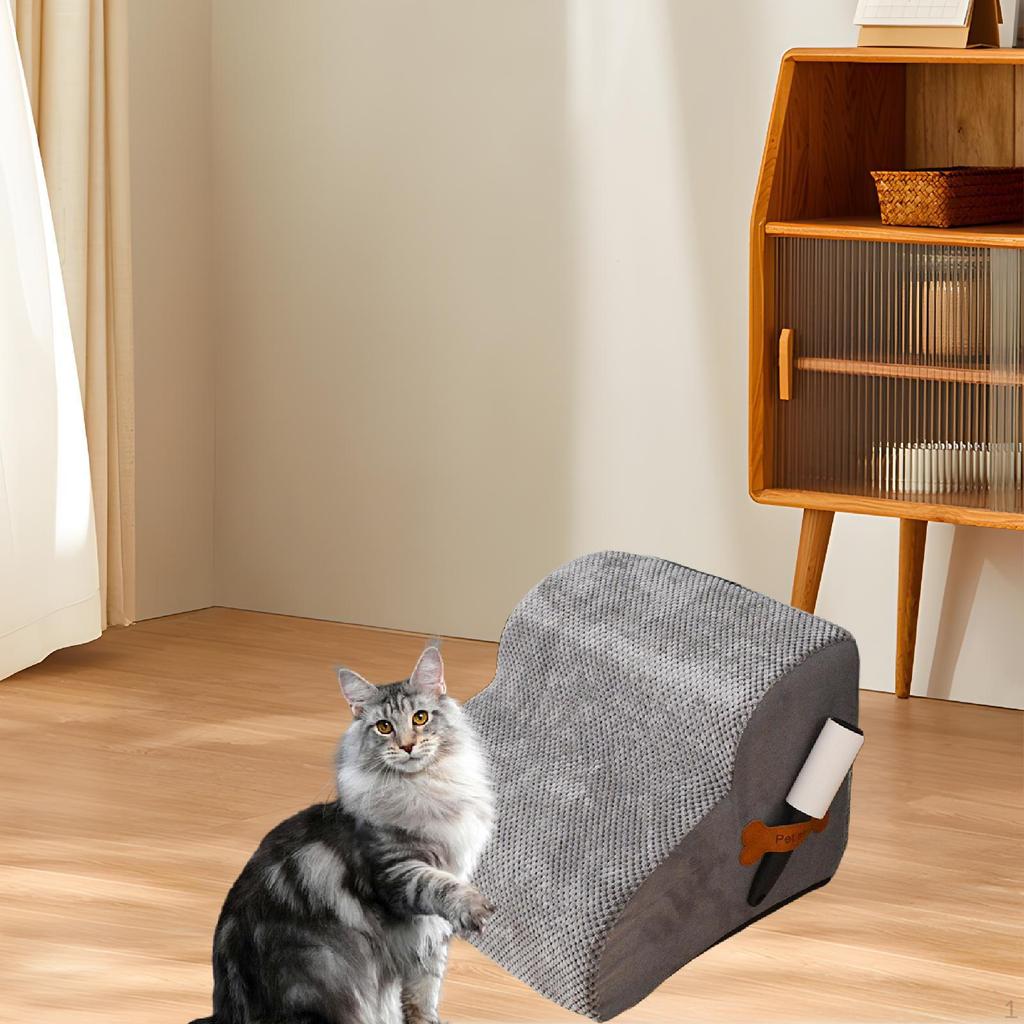 Dog Stairs Ramp 2 Step with Washable Cover for High Bed Soft Pet Sofa Puppy