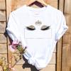 Women Print T-shirts Watercolor Eye Lashes Eyelashes Trend Graphic Tops Fashion Short Sleeve Summer Shirt Female Tees