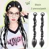 2pcs Fashion Braid Head Rope Wig Playful Girls Handmade Fishbone Twist Braids High Ponytail Hair Accessories for Woman Daily Use
