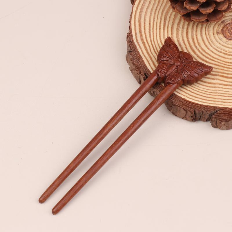 Wooden Hair Stick U-Shaped Hair Fork Cat Butterfly Chinese Style Hairpin Headwear Girl Hair Accessories