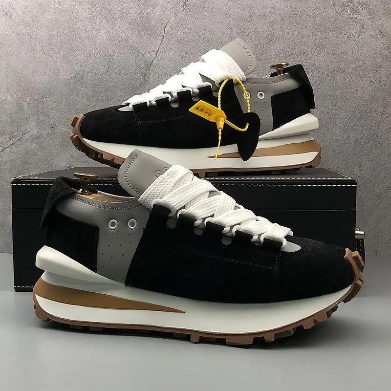 Высококачественные мужские кроссовки на платформе, мужские осенне-зимние модные дизайнерские широкие кроссовки из искусственной замши со шнуровкой, спортивная обувь Tenis