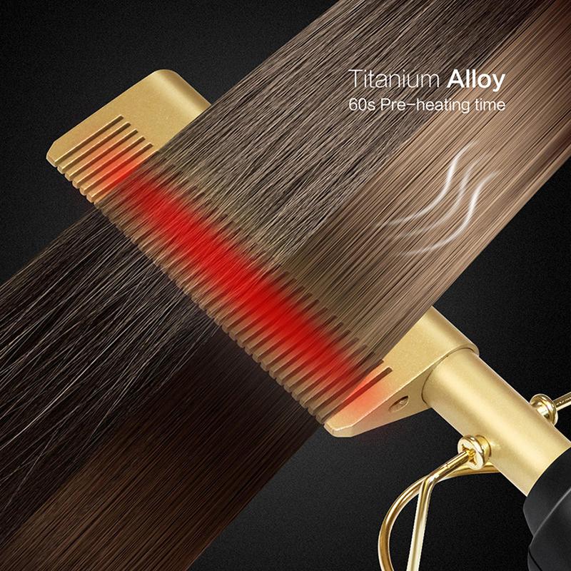 Professional Electric Ceramic Ionic Hair Straighten Straightener Brush Hot Comb Pressing Electric Hot Comb Hair Straightener