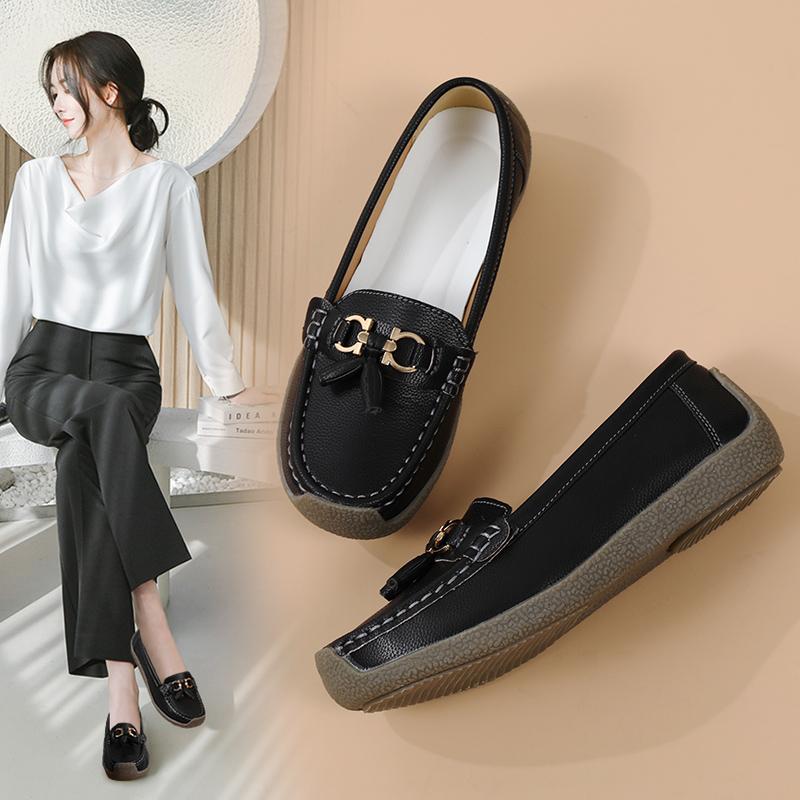 Летние женские мокасины, кожаная обувь для вождения, удобная обувь на плоской подошве, повседневные пенни-лоферы для медсестер, прогулочная минималистичная обувь для беременных для девочек