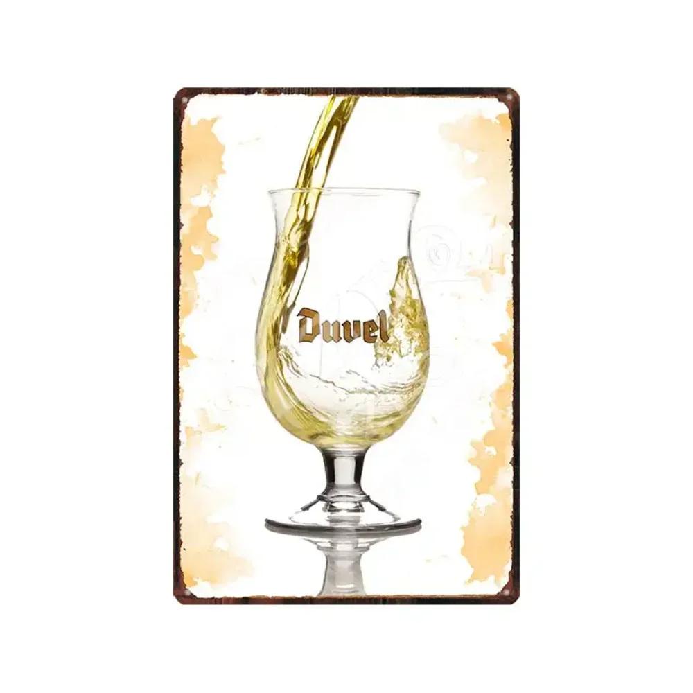Belgique Bière Duvel Vintage Métal Étain Signe Rétro Plaques Murales Bar Pub Art Décor À La Maison Plaque Décorative Style Rétro