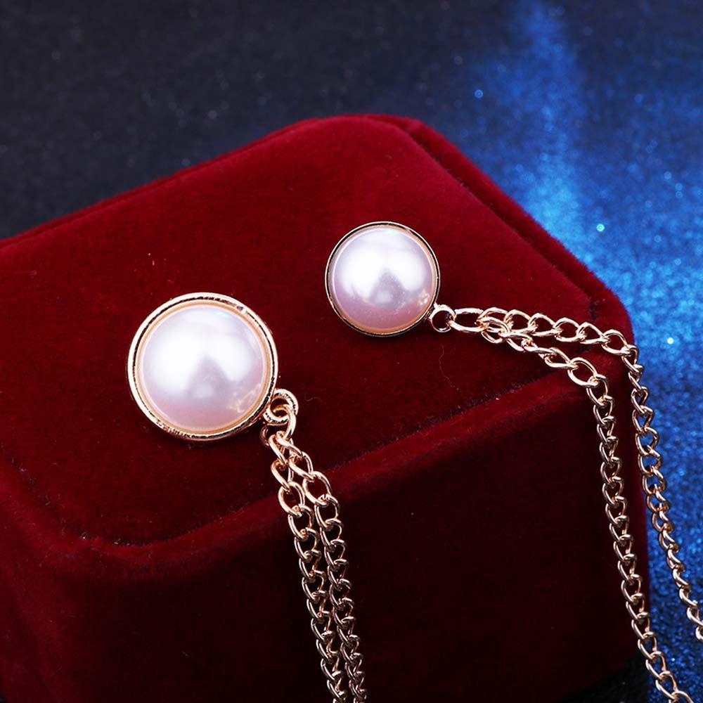 For Men Girl Double Chain Double Layer Women Brooches Korean Pin Pearl Collar Pin Collar Brooch