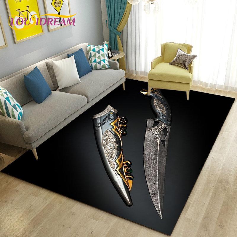 3D меч, кинжал, мачете, сабля, нож, коврик, ковер для гостиной, спальни, дивана, коврик для двери, декор для детских игр, нескользящий напольный коврик