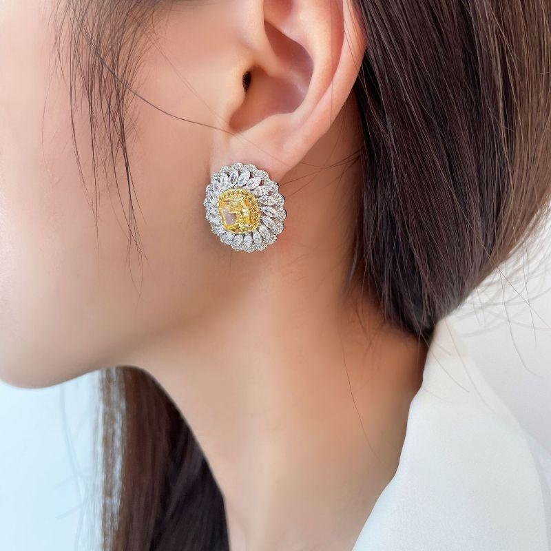 S925 Sterling Silver Earrings Stud Earrings For Women Wedding Ladies Luxury 21*21mm High Carbon Diamond Earrings Jewelry