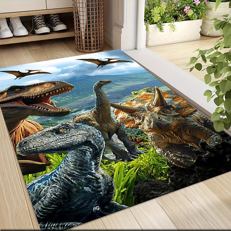 Dinosaur World Adventure Carpet Rug Soft Washable Antislip Home Living Room Sofa Mats Personalized Christmas Rug