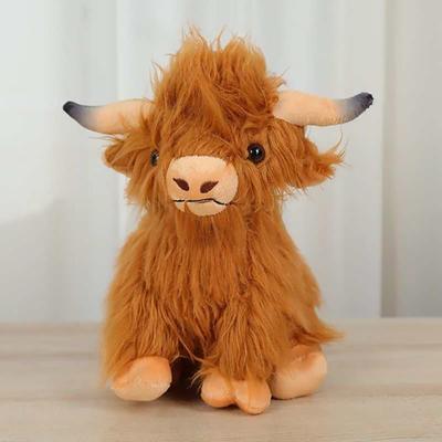 Плюшевая кукла Хайлендская корова Мягкая набивная игрушка Очаровательная плюшевая игрушка в виде скота для детей и взрослых Декор для фермерского дома Подарок на Рождество, день рождения