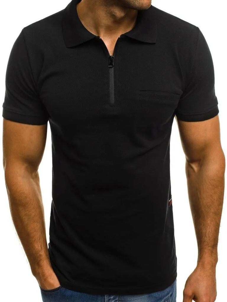 New Men's Solid Polo Shirt Lapel Short-sleeved Polos Shirt Zipper Collar Fashion Summer Thin Shirt Casual Loose Tops