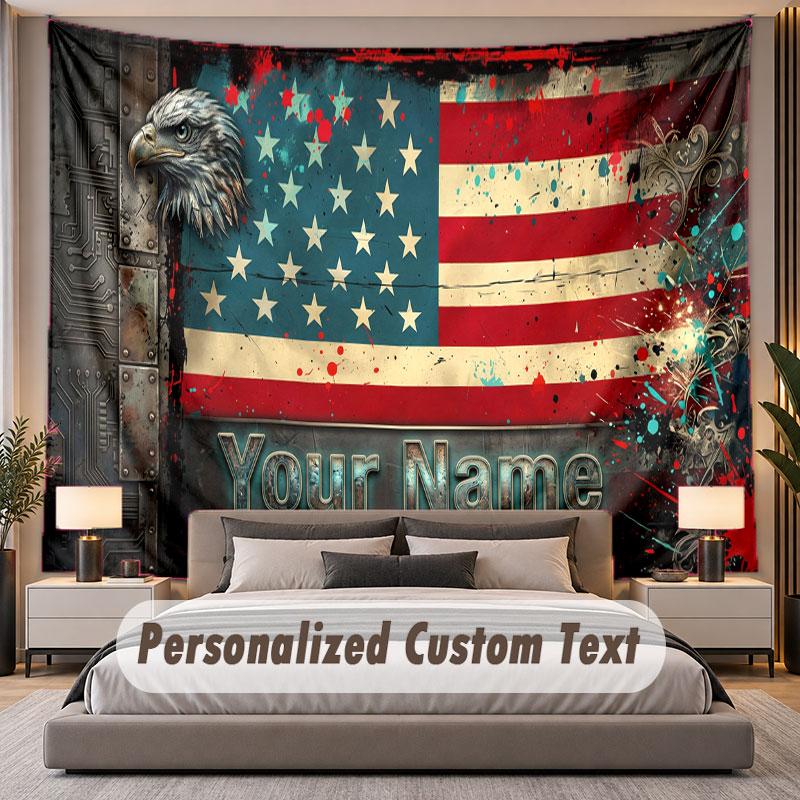American Patriotic (37) Theme Custom Tapestry Personalized Custom Name Text Wall Hanging Tapestry Home Decor Background Cloth