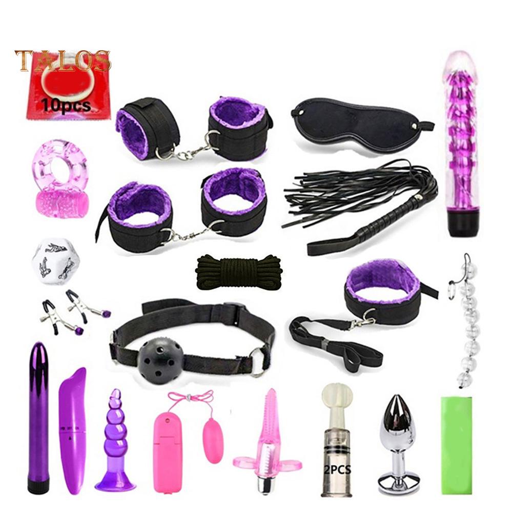 TBH Plush Handcuffs Restraints Bondage Condom Dildo Choker Couples Sex Tool Set