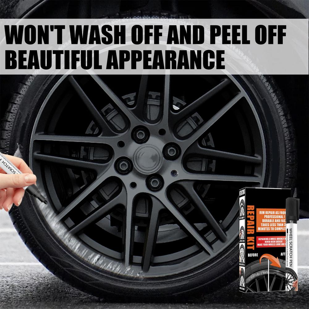Wheel Rim Repair Kit Automotive Black Alloy Wheel Rims Paint Fill Pen Set Car Wheel Repair Quick Dry Coverage For Black Tire Rim