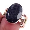 Natural Blue Sunstone Gemstone 925 Sterling Silver Two Tone Ring Size 9.5 W3Z82