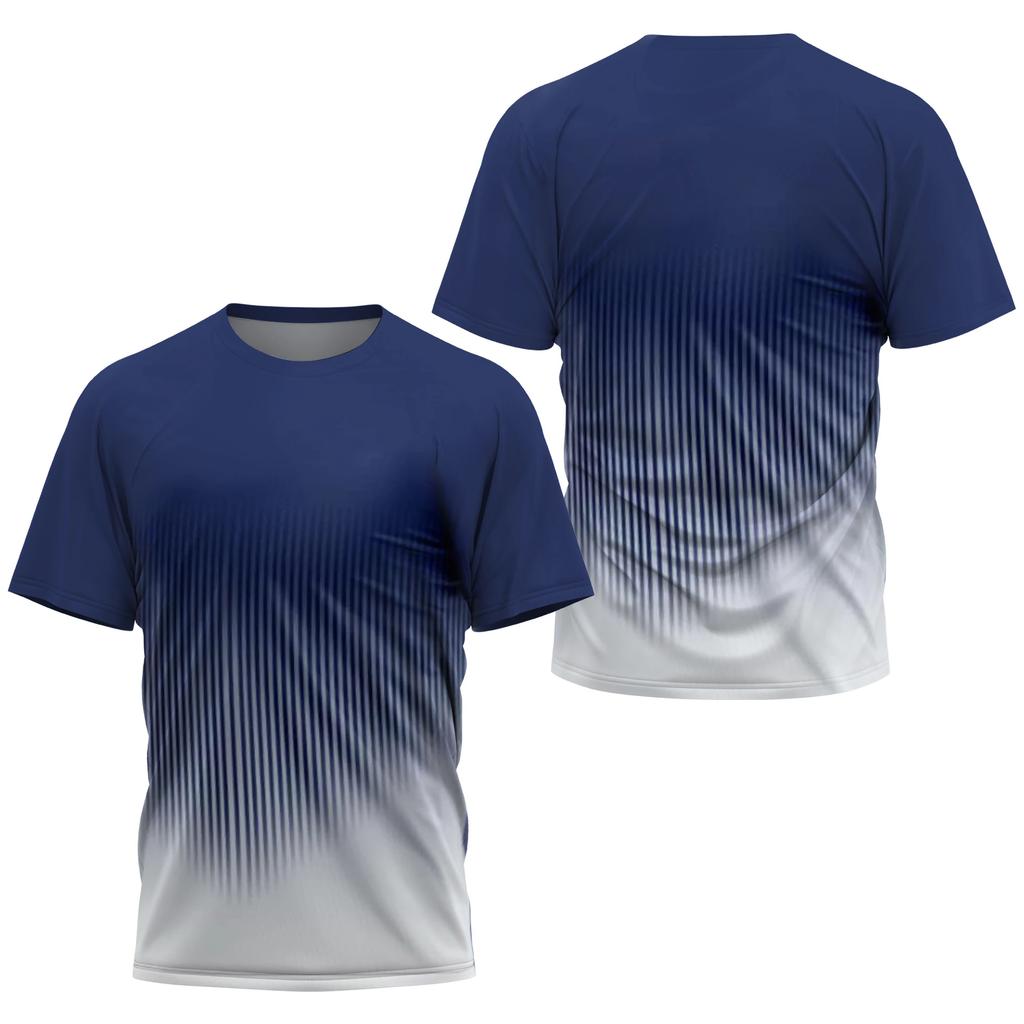 Fashionable Gradient Striped Printed T-shirt Men's Badminton and Table Tennis Training Suit Summer Casual Sports Fitness Short Sleeved Tops