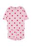 Women's Fashion Pink-Multicolored 100% Cotton Star Patterned T-shirt-Shorts Knitted Pajama Set