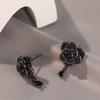 Очаровательные женские серьги с черными цветами и кубическим цирконием, свадебные серьги с каплями воды для женщин, роскошные винтажные серьги-гвоздики с маленькими камнями