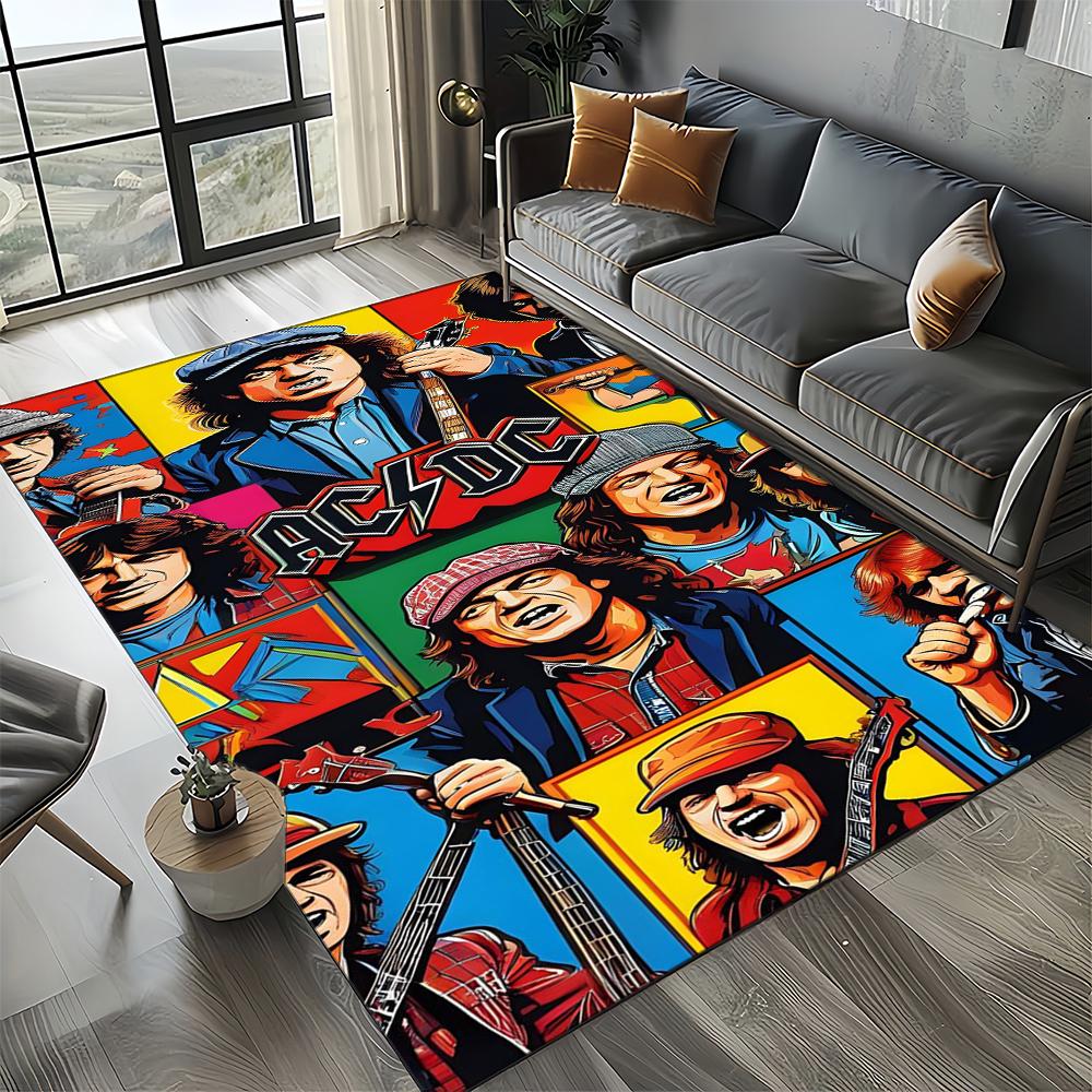 3D AC-DC-Rock Band Мультяшный Ковер Большой, Ковер для Гостиной Спальни Дивана Прихожей Декор, Детский Нескользящий Коврик