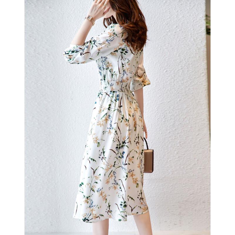 Женское платье А-силуэта с длинным рукавом и принтом