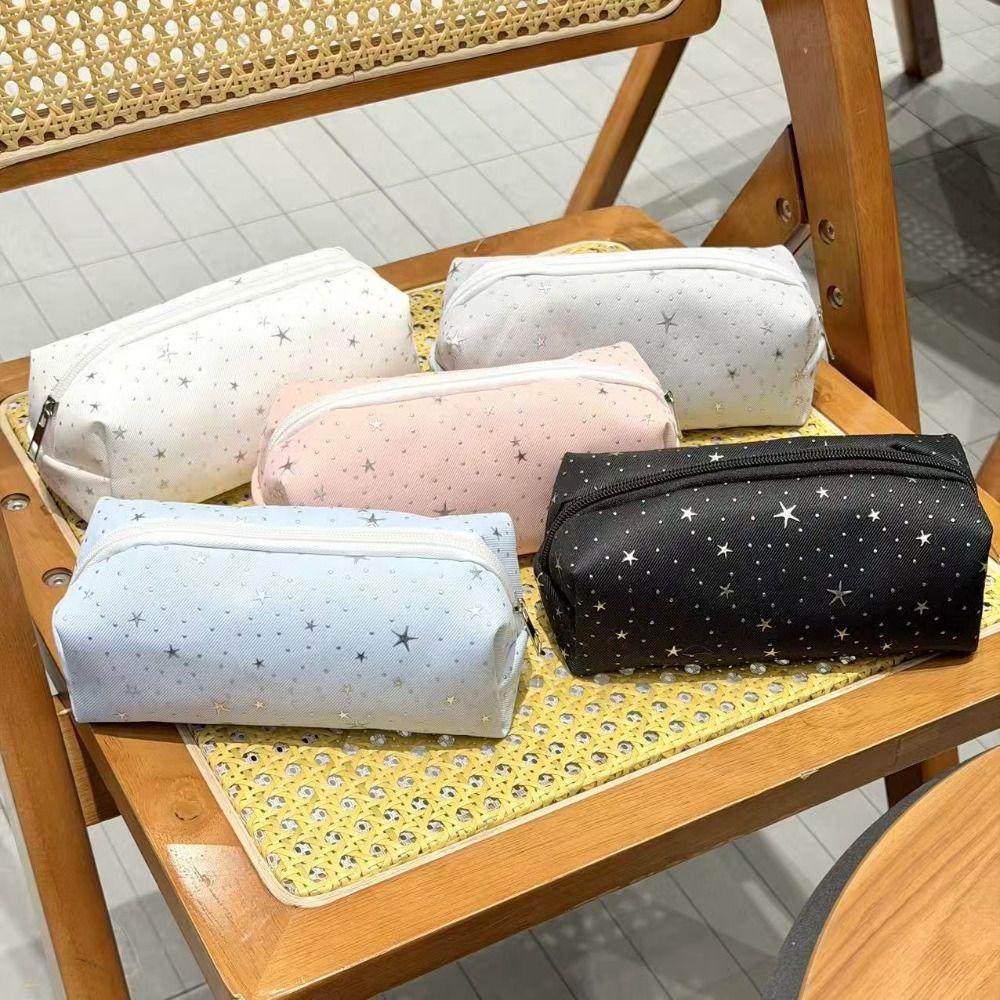 1pc Large Capacity Pen Bag Star Polka Dot Stationery Bag Cute Stationery Organizer Students