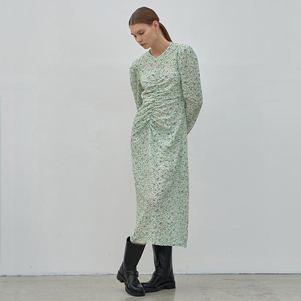 ATELIER NAIN Smile Shirring Print Long Dress(Op-6155)