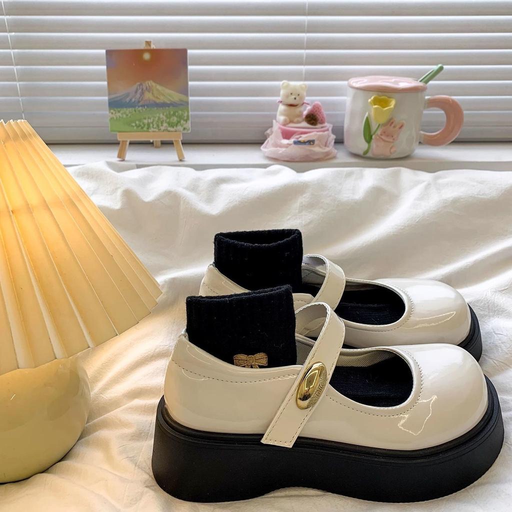 Британский стиль милые туфли Мэри Джейн 2025 новая весна круглый носок черные японские туфли на платформе маленькие кожаные туфли женские универсальные одинарные туфли